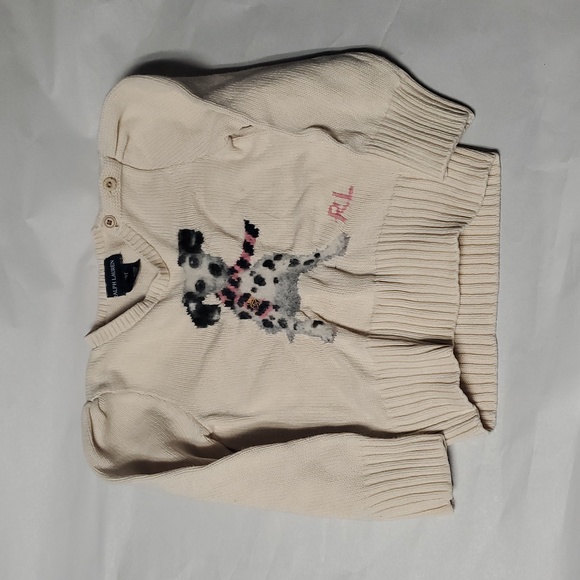 Ralph Lauren Girls Dalmatian Sweater Size 3T Cotton Puff Shoulder - Picture 2 of 16